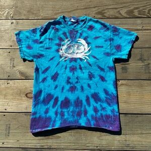 Blue & Purple Tie-Dye Crab Graphic Tee